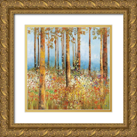 Field of Flowers I Gold Ornate Wood Framed Art Print with Double Matting by PI Studio