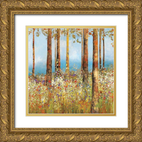 Field of Flowers  II Gold Ornate Wood Framed Art Print with Double Matting by PI Studio