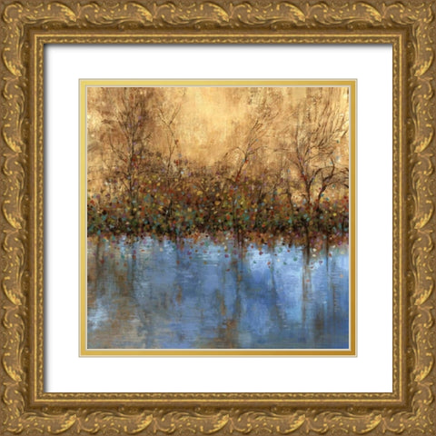 Indigo Landscape Gold Ornate Wood Framed Art Print with Double Matting by PI Studio