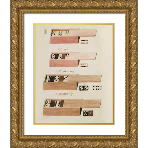 Dominoes Gold Ornate Wood Framed Art Print with Double Matting by PI Studio