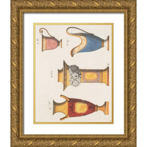 Assorted Vessels II Gold Ornate Wood Framed Art Print with Double Matting by PI Studio