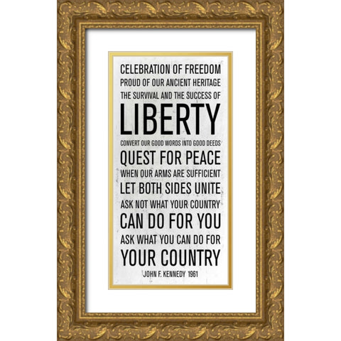 JFK speech Gold Ornate Wood Framed Art Print with Double Matting by PI Studio