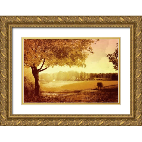 Golden Country Gold Ornate Wood Framed Art Print with Double Matting by PI Studio