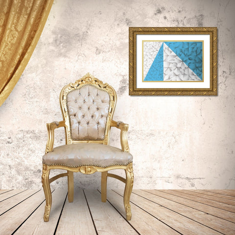 Triangles Squared Gold Ornate Wood Framed Art Print with Double Matting by PI Studio