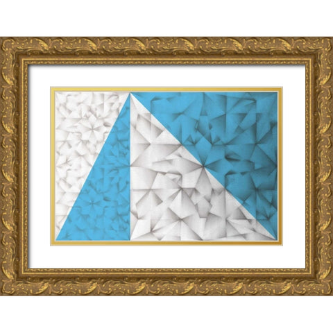 Triangles Squared Gold Ornate Wood Framed Art Print with Double Matting by PI Studio