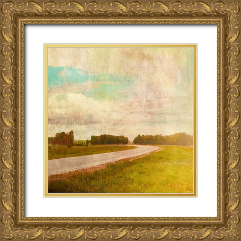 Vintage Road Gold Ornate Wood Framed Art Print with Double Matting by PI Studio