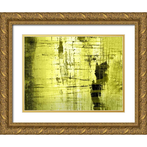 VERT LIME Gold Ornate Wood Framed Art Print with Double Matting by PI Studio