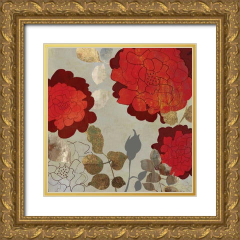 Rosa I Gold Ornate Wood Framed Art Print with Double Matting by PI Studio