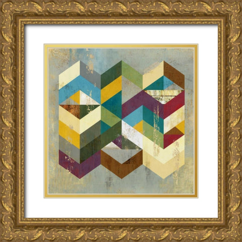 Geometrics I Gold Ornate Wood Framed Art Print with Double Matting by PI Studio