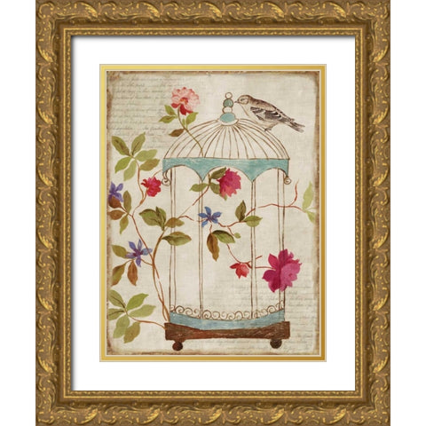 Birds Escape Gold Ornate Wood Framed Art Print with Double Matting by PI Studio