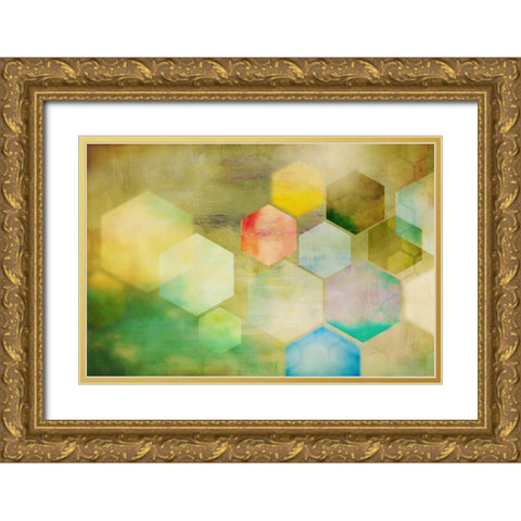Honeycomb I Gold Ornate Wood Framed Art Print with Double Matting by PI Studio