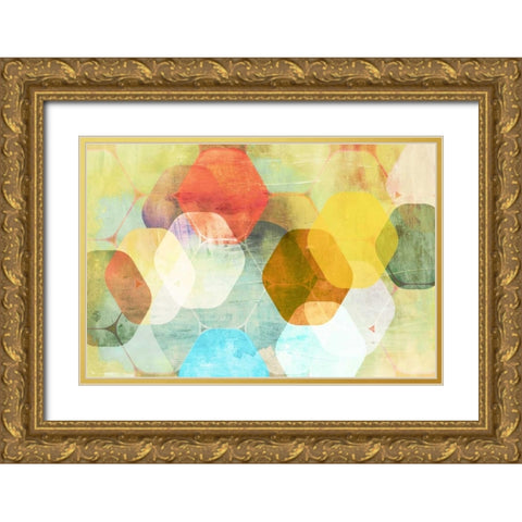 Rounded Hexagon II Gold Ornate Wood Framed Art Print with Double Matting by PI Studio