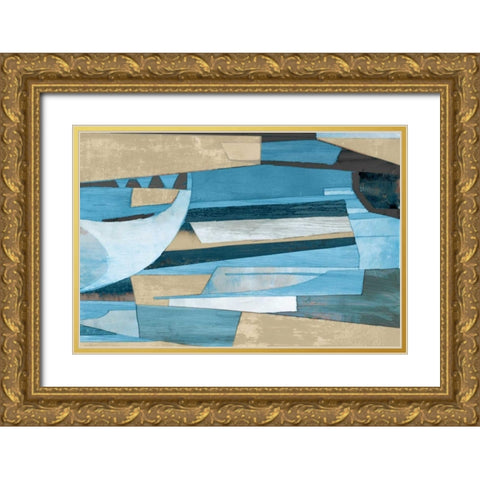 Cubist Shapes Gold Ornate Wood Framed Art Print with Double Matting by PI Studio