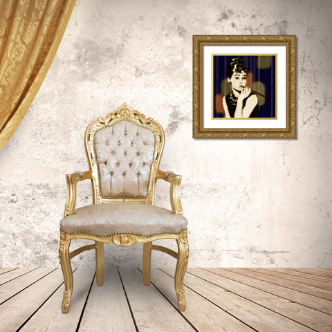 Pixeled Hepburn Gold Ornate Wood Framed Art Print with Double Matting by PI Studio