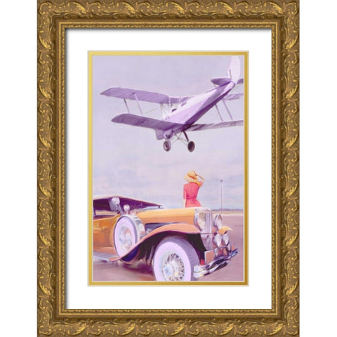 Vintage Airport Gold Ornate Wood Framed Art Print with Double Matting by PI Studio