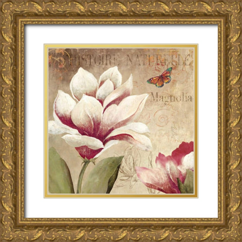 Magnolia Gold Ornate Wood Framed Art Print with Double Matting by PI Studio