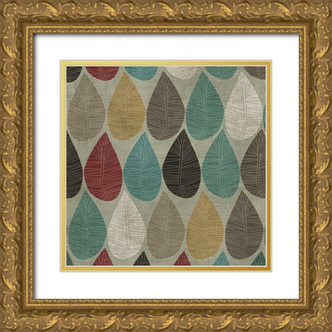 Pattern Leaves Gold Ornate Wood Framed Art Print with Double Matting by PI Studio