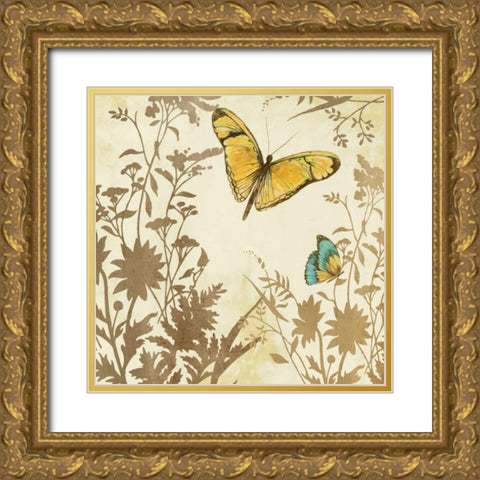 Butterfly in Flight I Gold Ornate Wood Framed Art Print with Double Matting by PI Studio