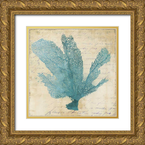 Blue Coral I  Gold Ornate Wood Framed Art Print with Double Matting by PI Studio
