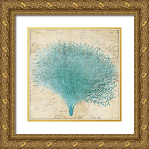 Blue Coral III Gold Ornate Wood Framed Art Print with Double Matting by PI Studio