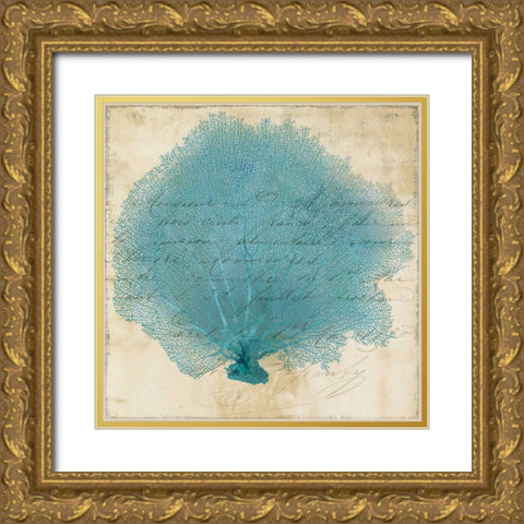 Blue Coral IV Gold Ornate Wood Framed Art Print with Double Matting by PI Studio