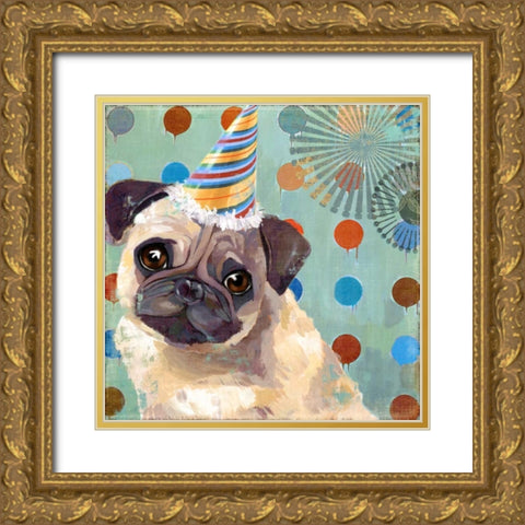Pug Love Gold Ornate Wood Framed Art Print with Double Matting by PI Studio