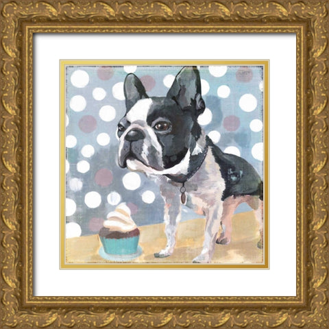 Pug Birthday Gold Ornate Wood Framed Art Print with Double Matting by PI Studio