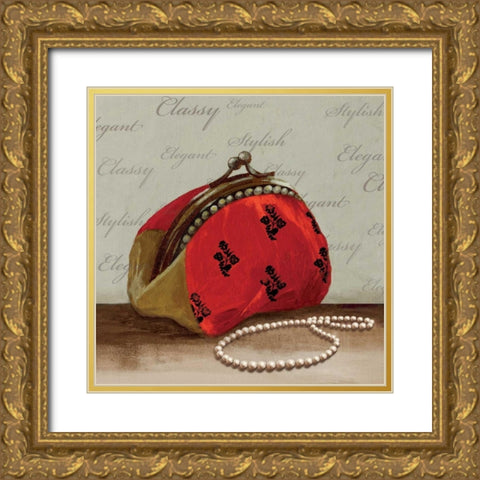 Red Bag Gold Ornate Wood Framed Art Print with Double Matting by PI Studio