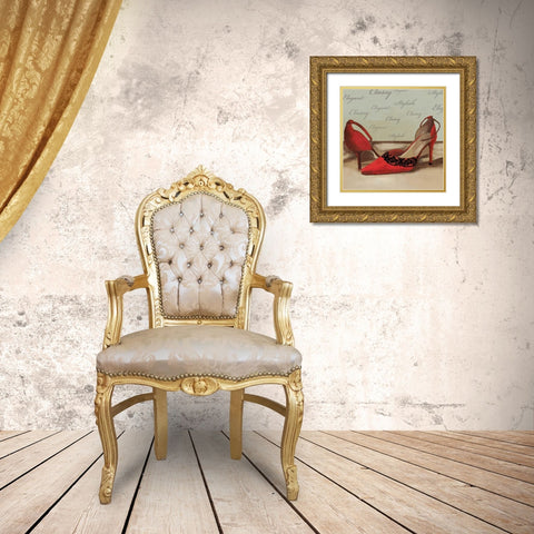 Red Pumps Gold Ornate Wood Framed Art Print with Double Matting by PI Studio