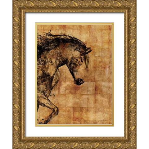 Stallion I - Print on Demand Gold Ornate Wood Framed Art Print with Double Matting by PI Studio