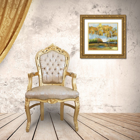 Breezy Birches Gold Ornate Wood Framed Art Print with Double Matting by PI Studio