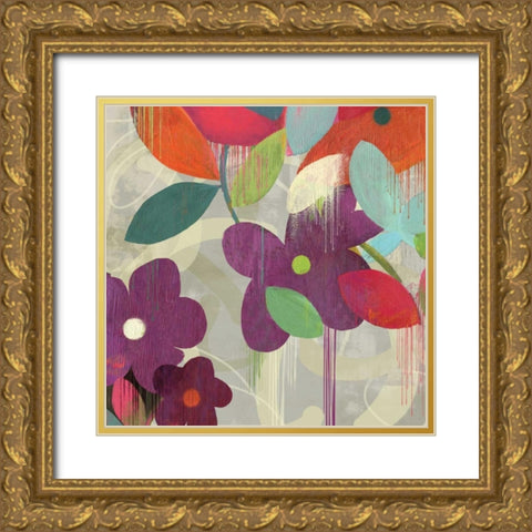 Graphitti Flower I Gold Ornate Wood Framed Art Print with Double Matting by PI Studio