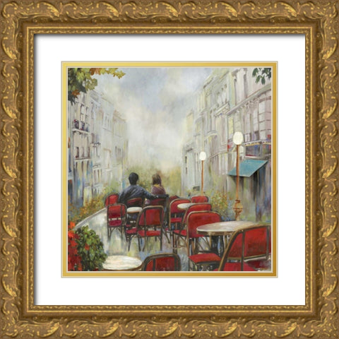 Parist Cafe Gold Ornate Wood Framed Art Print with Double Matting by PI Studio