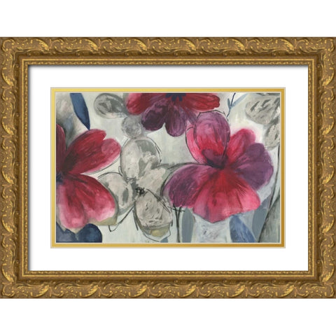 Cartagena Floral  Gold Ornate Wood Framed Art Print with Double Matting by PI Studio