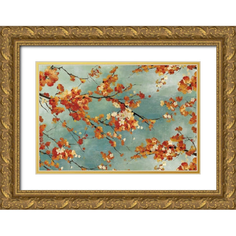 Orange Blossom Gold Ornate Wood Framed Art Print with Double Matting by PI Studio