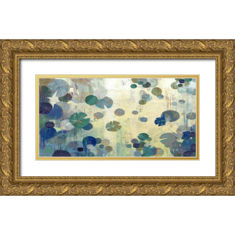 Teal Lily Gold Ornate Wood Framed Art Print with Double Matting by PI Studio