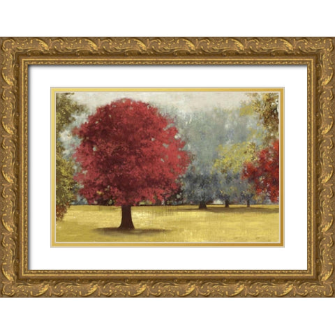 Summer Days - Red Gold Ornate Wood Framed Art Print with Double Matting by PI Studio