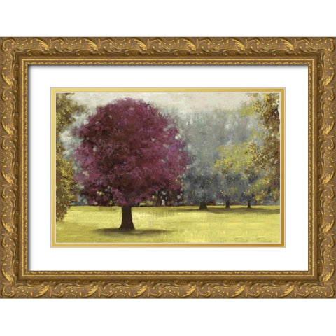 Summer Days - Plum Gold Ornate Wood Framed Art Print with Double Matting by PI Studio