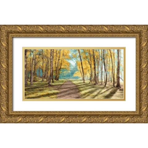 Pathfinder Gold Ornate Wood Framed Art Print with Double Matting by PI Studio