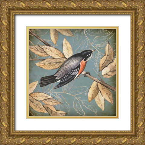 Songbird Fable I Gold Ornate Wood Framed Art Print with Double Matting by PI Studio