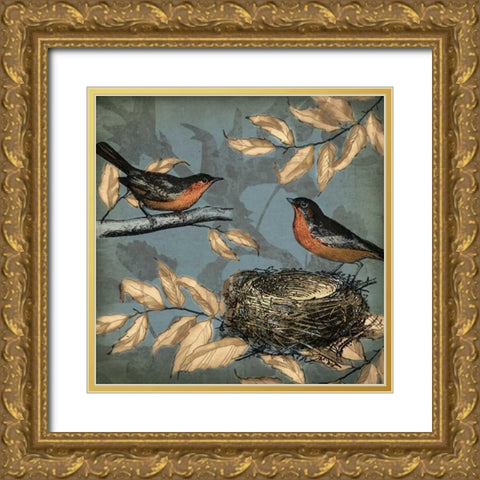 Songbird Fable II Gold Ornate Wood Framed Art Print with Double Matting by PI Studio