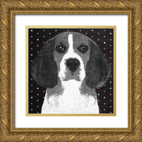 Beagle Gold Ornate Wood Framed Art Print with Double Matting by PI Studio