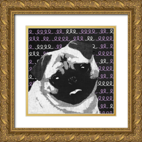 Pug Gold Ornate Wood Framed Art Print with Double Matting by PI Studio