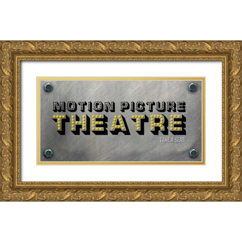 Motion Picture Theatre Gold Ornate Wood Framed Art Print with Double Matting by PI Studio