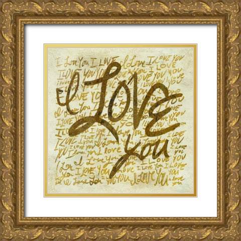 I love you Gold Ornate Wood Framed Art Print with Double Matting by PI Studio