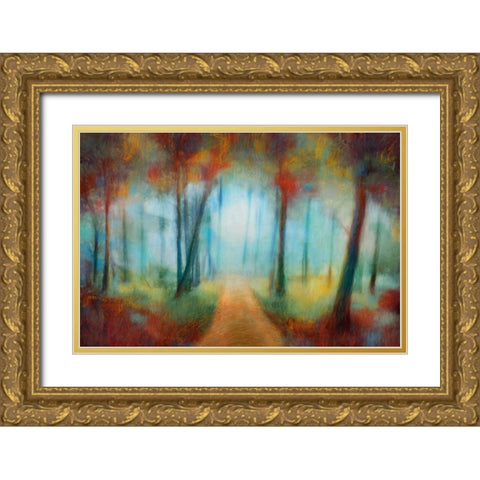 Through the Trees Gold Ornate Wood Framed Art Print with Double Matting by PI Studio
