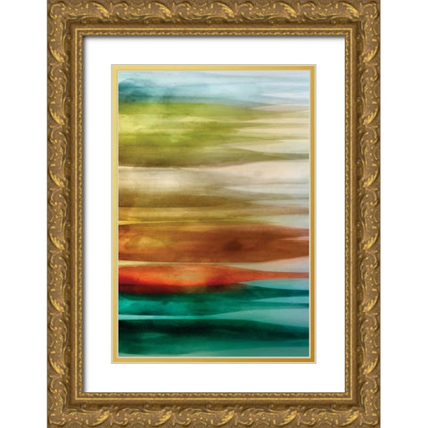 Sideways Gold Ornate Wood Framed Art Print with Double Matting by PI Studio