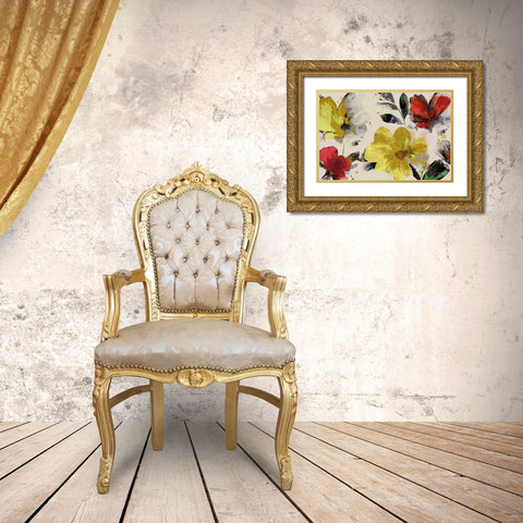 Sweet Blooms Gold Ornate Wood Framed Art Print with Double Matting by PI Studio