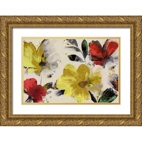 Sweet Blooms Gold Ornate Wood Framed Art Print with Double Matting by PI Studio