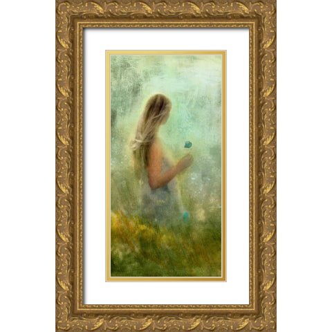 Nymph Kiss I Gold Ornate Wood Framed Art Print with Double Matting by PI Studio